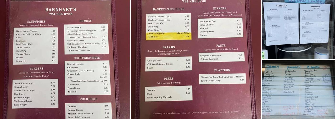 Barnhart's Soft Serve Menu