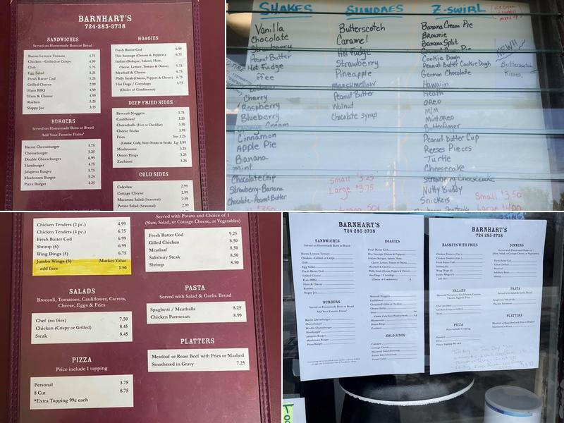 Barnhart's Soft Serve Menu