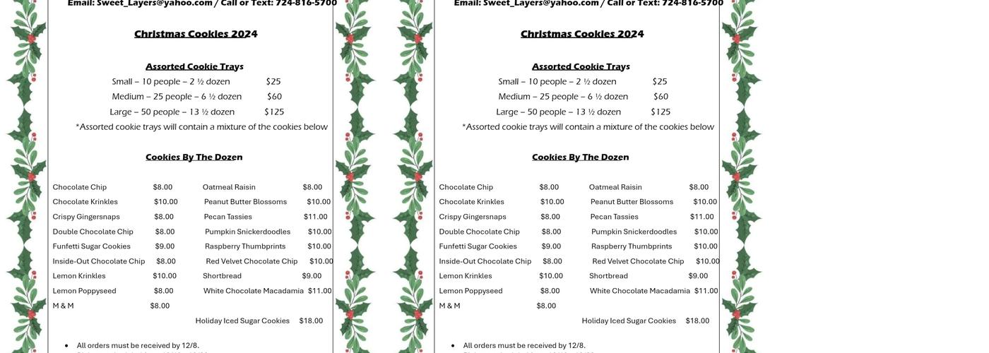Sweet Layers Menu