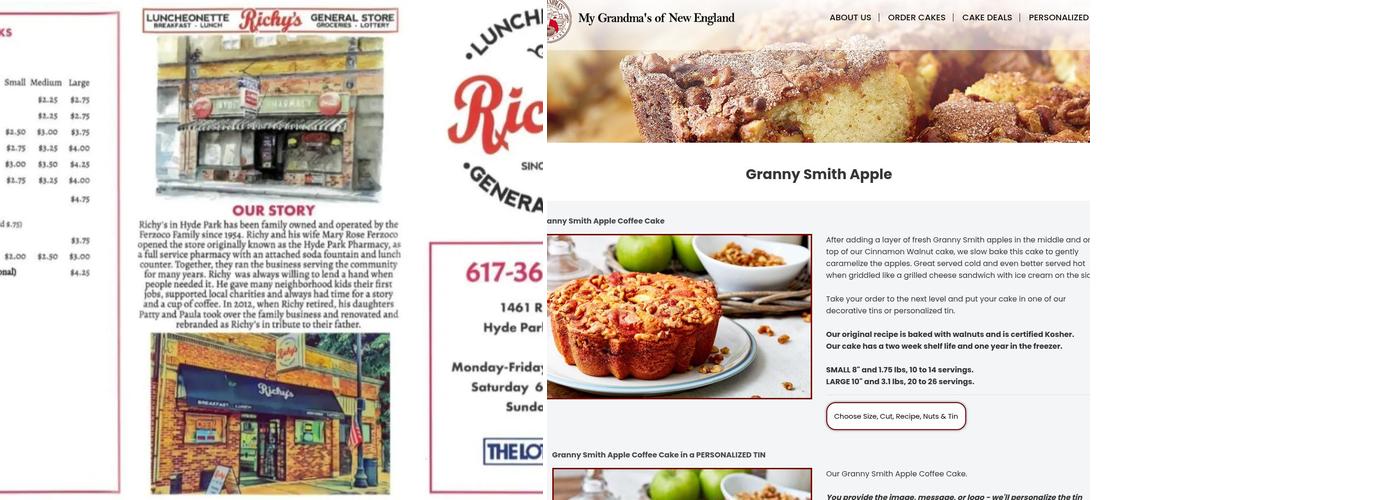 My Grandma's of New England Menu