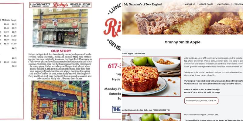 My Grandma's of New England Menu