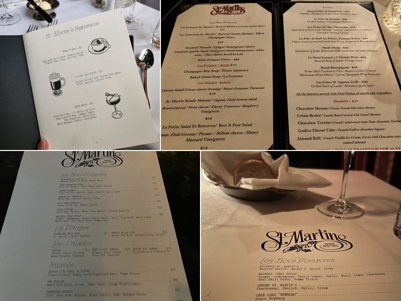 St. Martin's WIne Bistro Menu