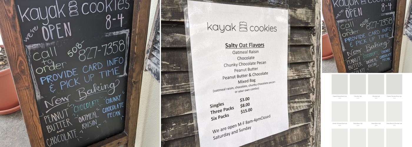 Kayak Cookies Inc Menu