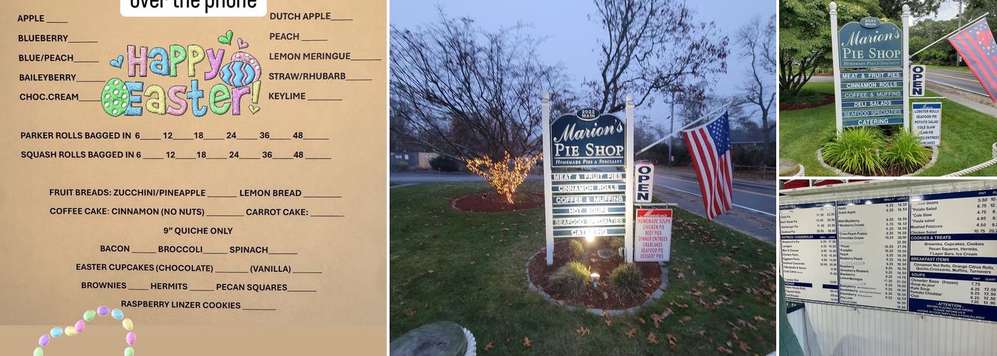 Marion's Pie Shop Menu