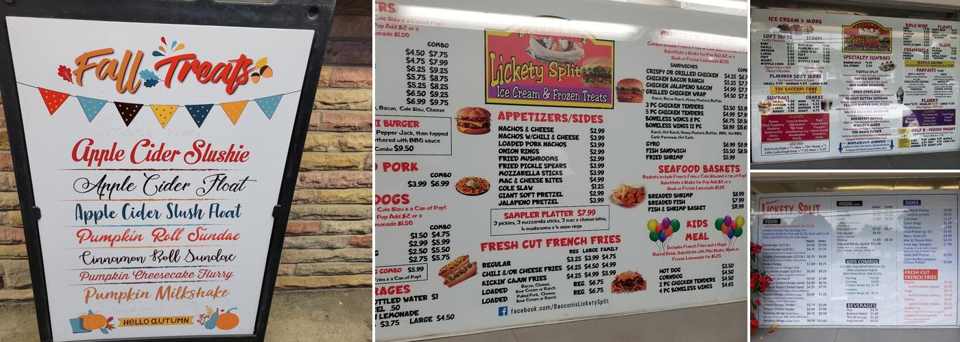 Bacconi's Lickety Split Menu