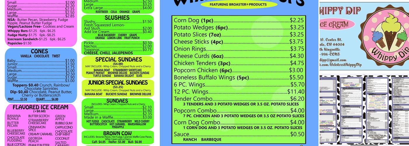 Whippy Dip Menu