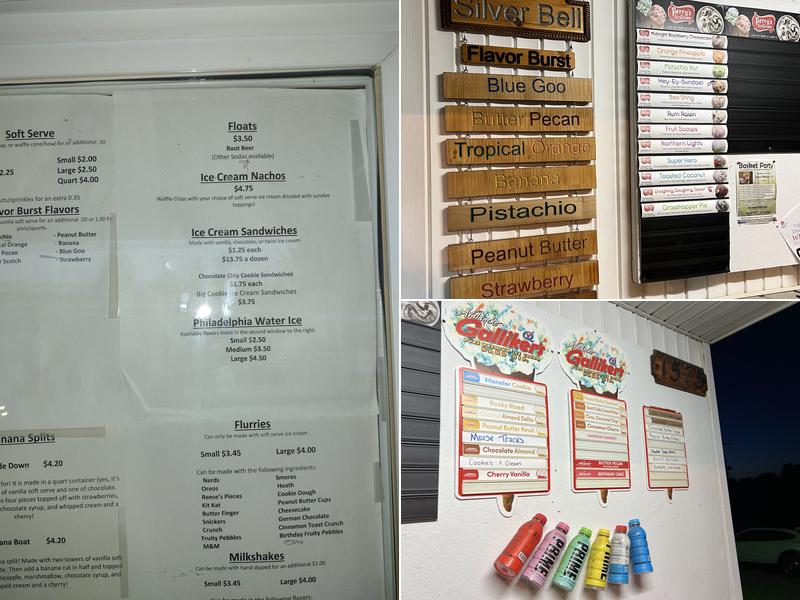 Silver Bell Ice Cream Menu