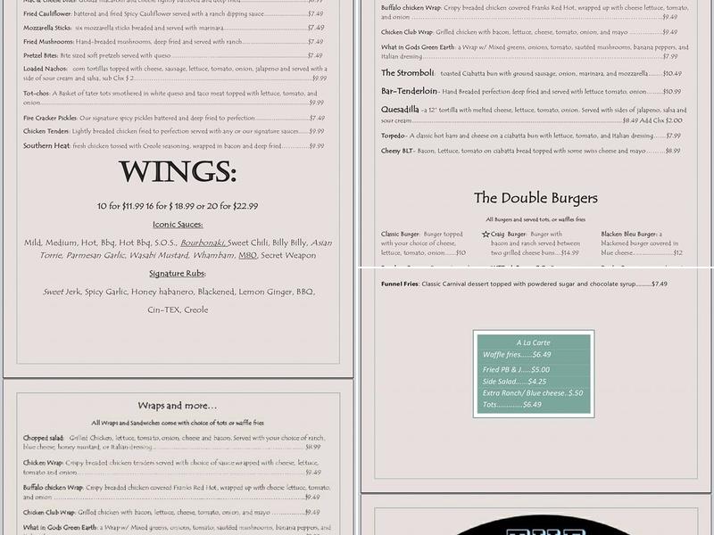 SOS Pub Indianapolis Menu