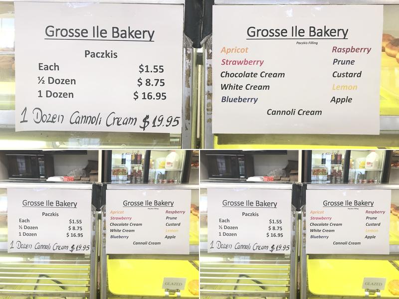 Grosse Ile Bakery Menu