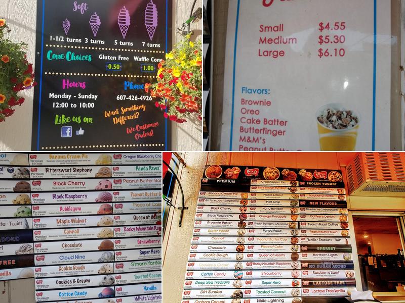 Johnny D's Ice Cream Menu