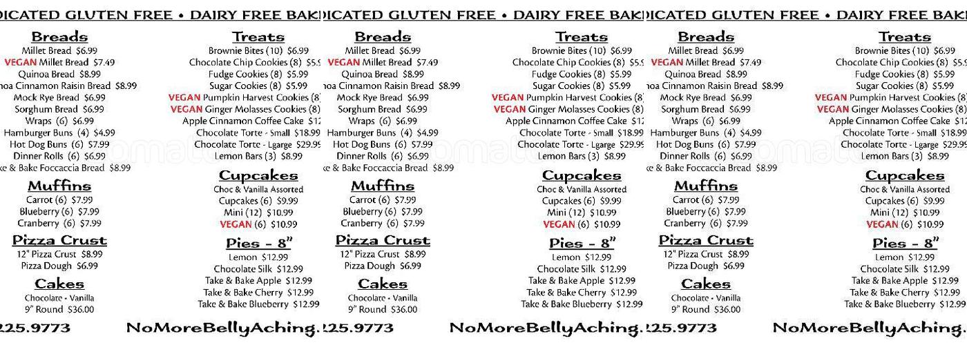 No More Belly Aching Menu