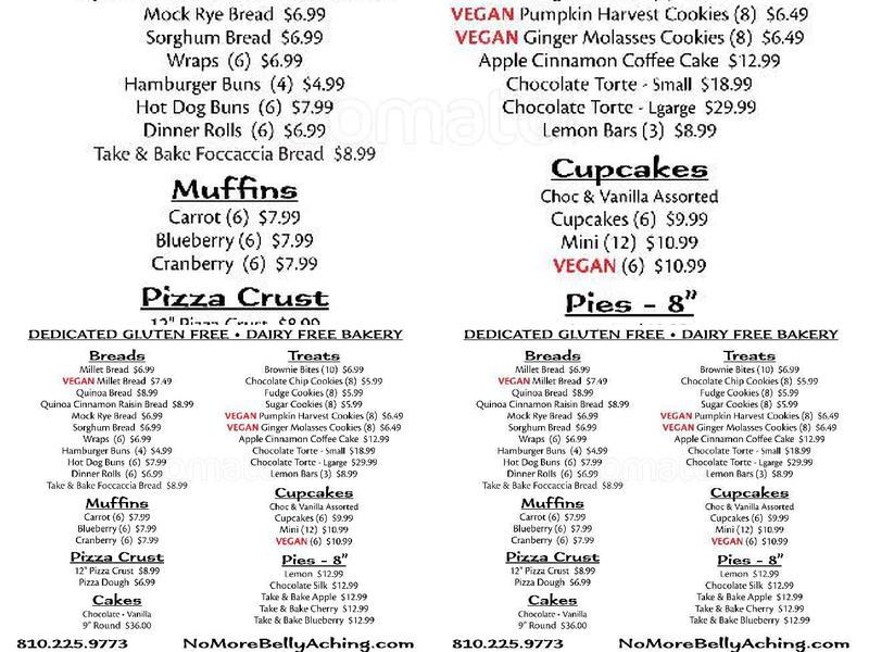 No More Belly Aching Menu