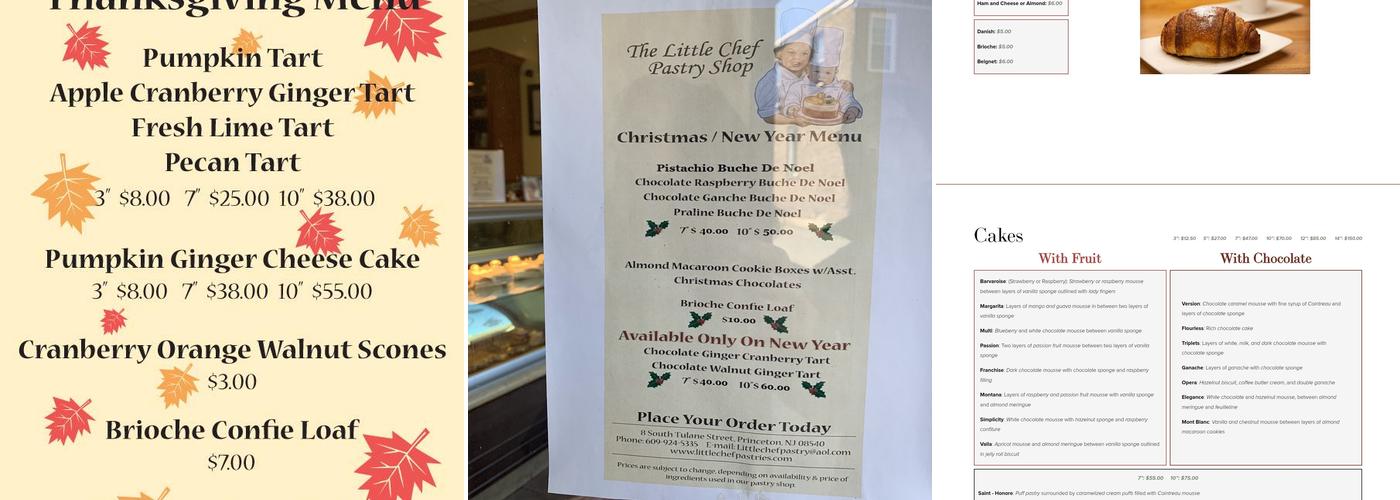 The Little Chef Pastry Shop Menu