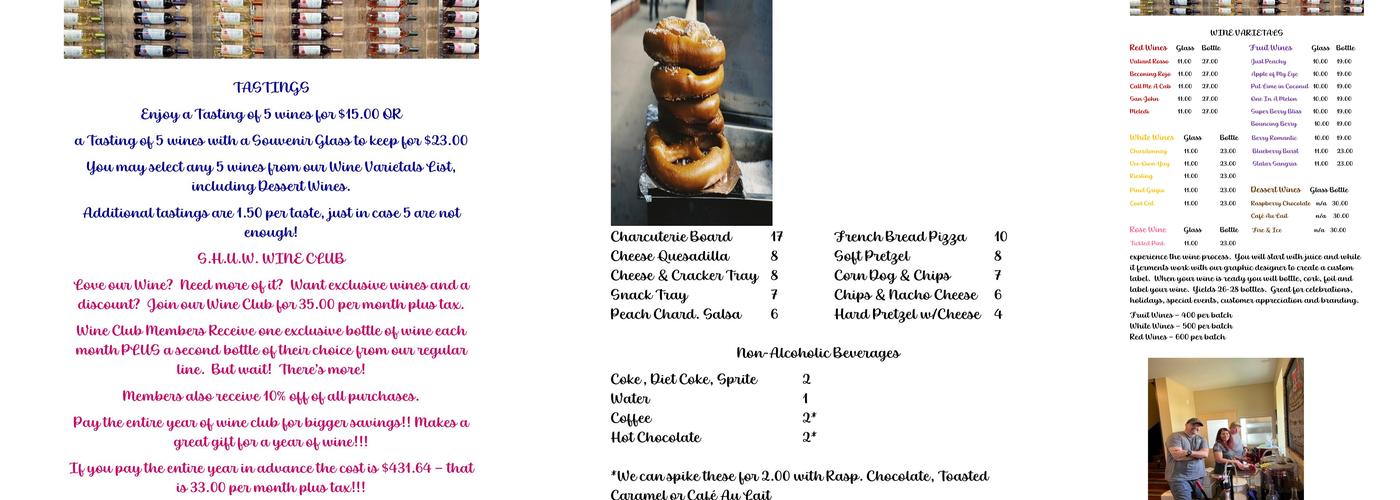 Stone House Urban Winery Menu