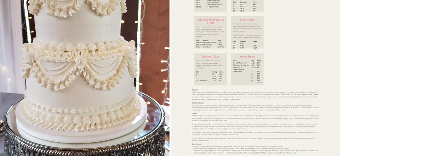 Custom Cakes NW Menu