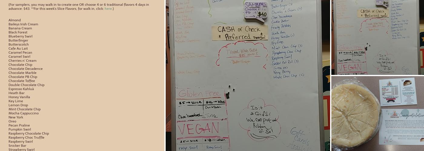 Muddy Paws Cheesecake Menu