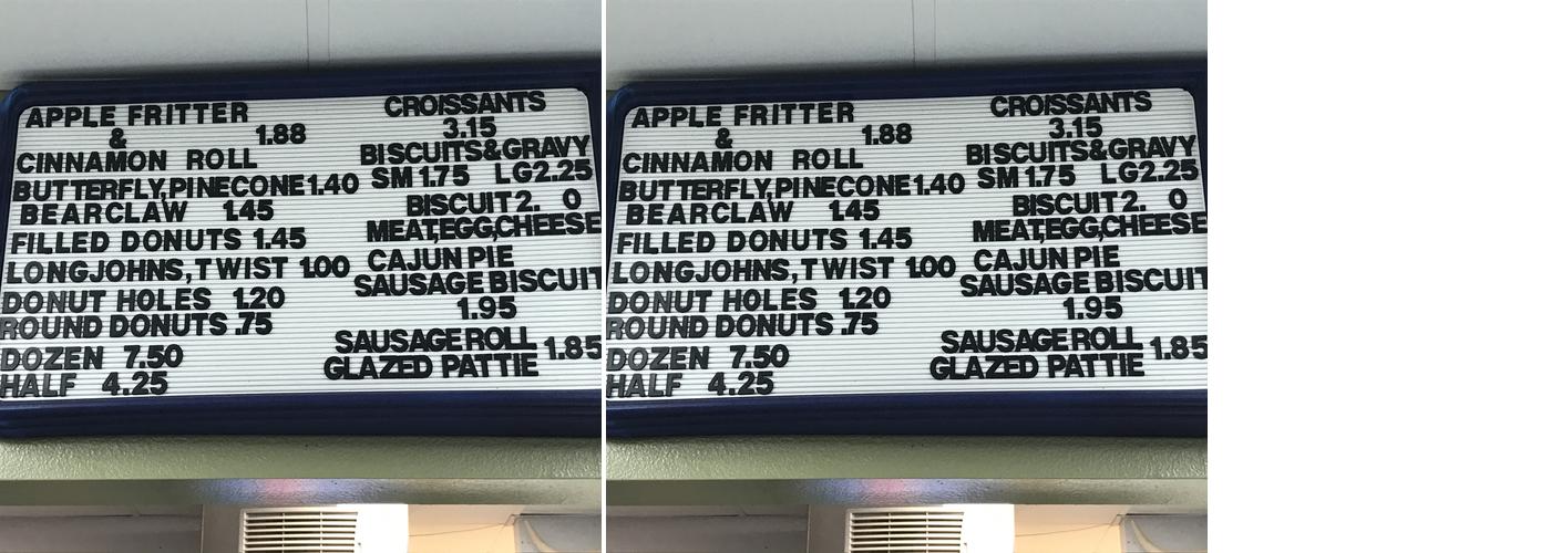 Daylight Donuts Menu