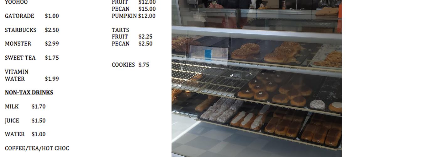 Combs Bakery Menu