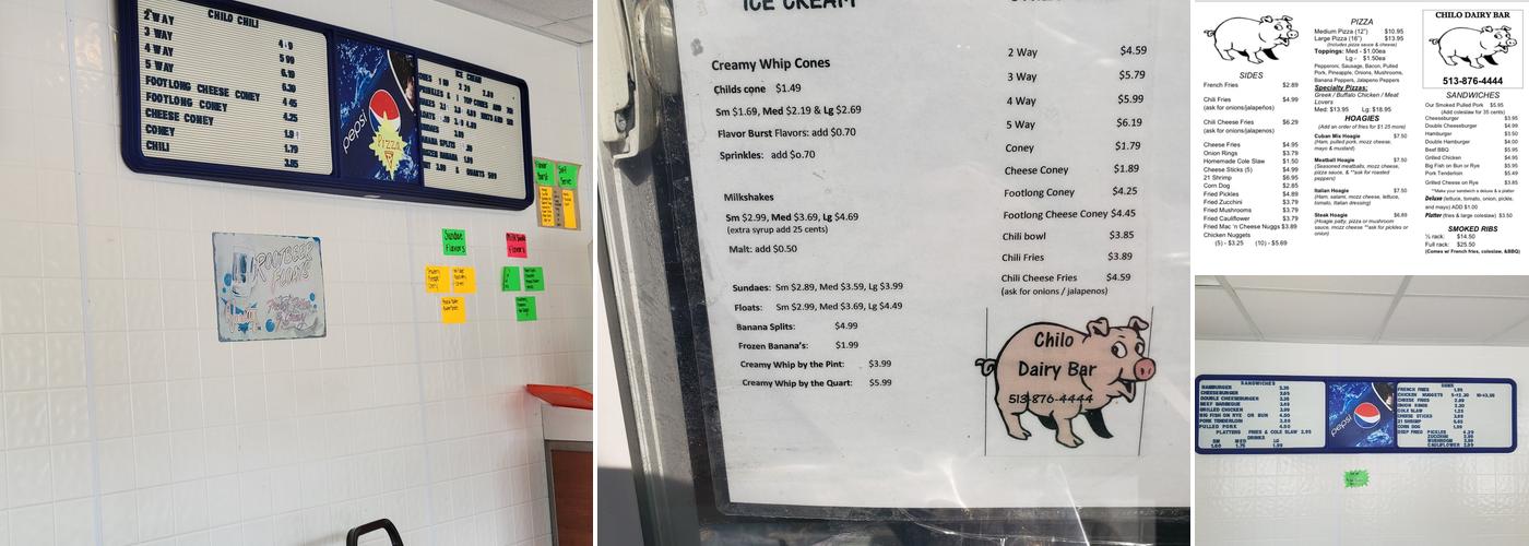 Chilo Dairy Bar Menu