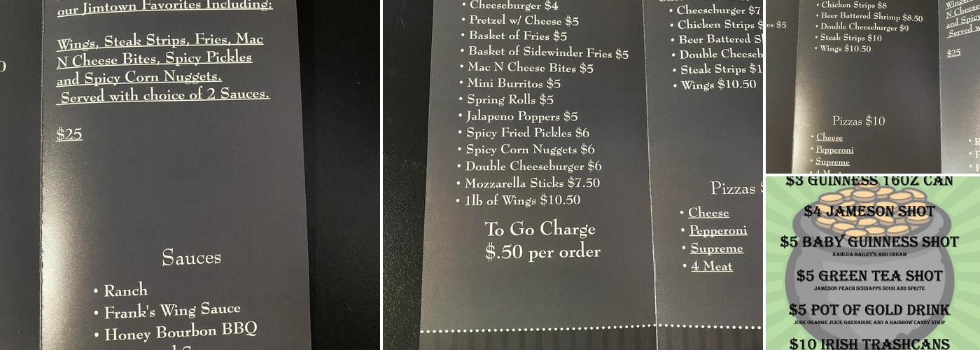 Jimtown Bar & Casino Menu