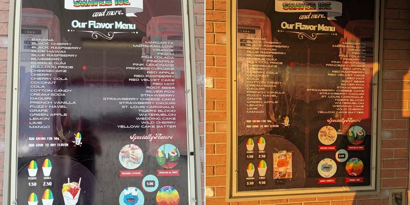 Dana’s Shaved Ice, & Ice Cream Menu