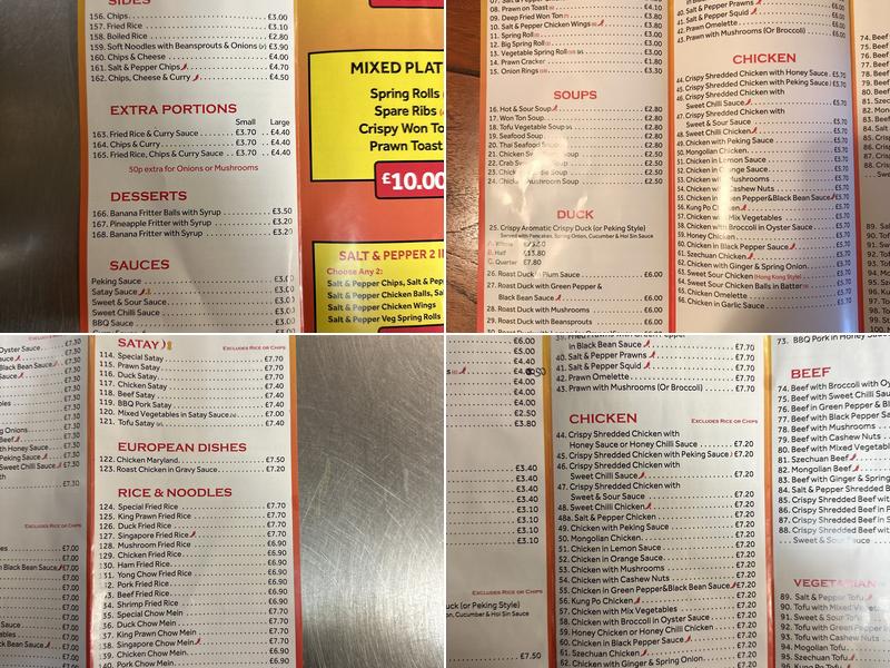 China Pot Menu