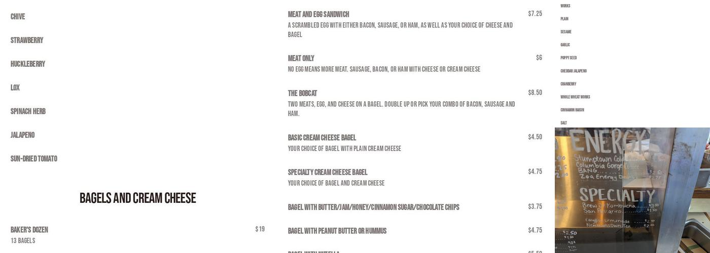 Bagelworks Menu