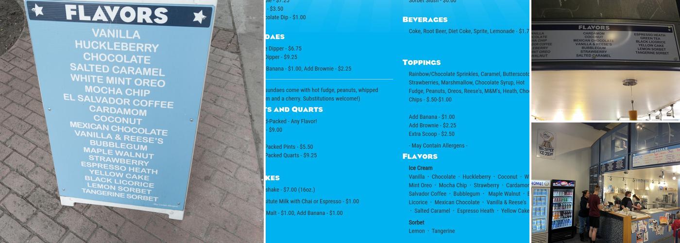 Big Dipper Ice Cream Menu