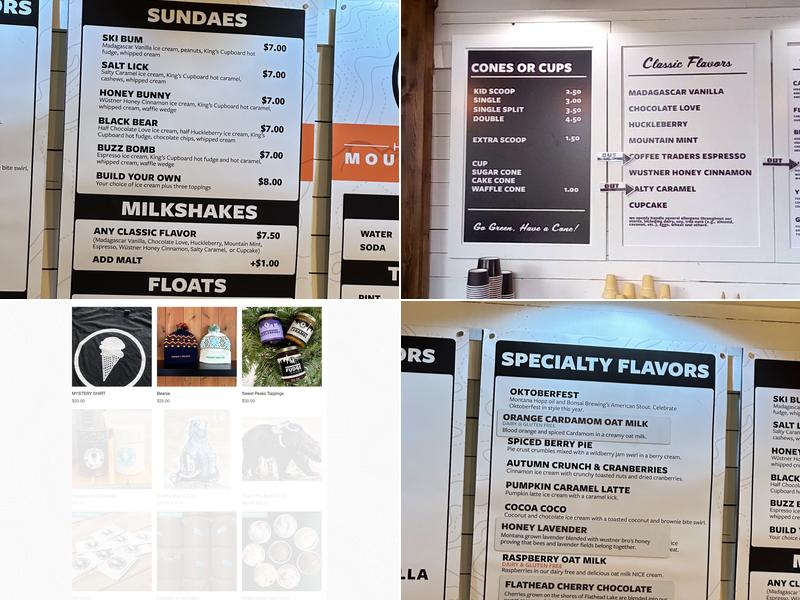 Sweet Peaks Ice Cream- Kalispell Menu