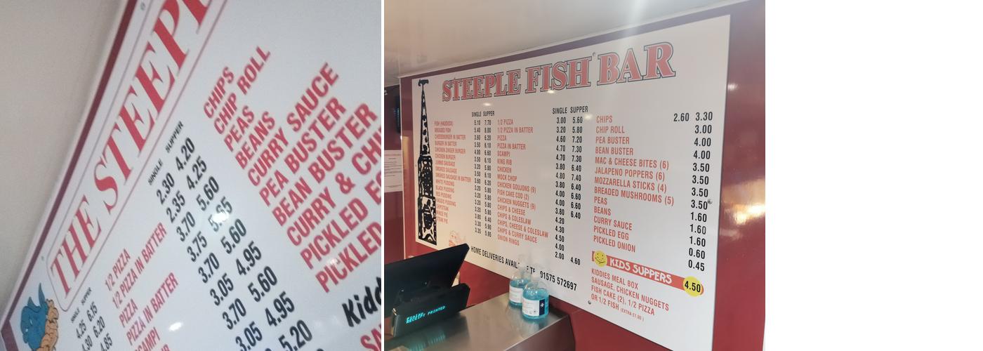 Steeple Fish Bar Menu