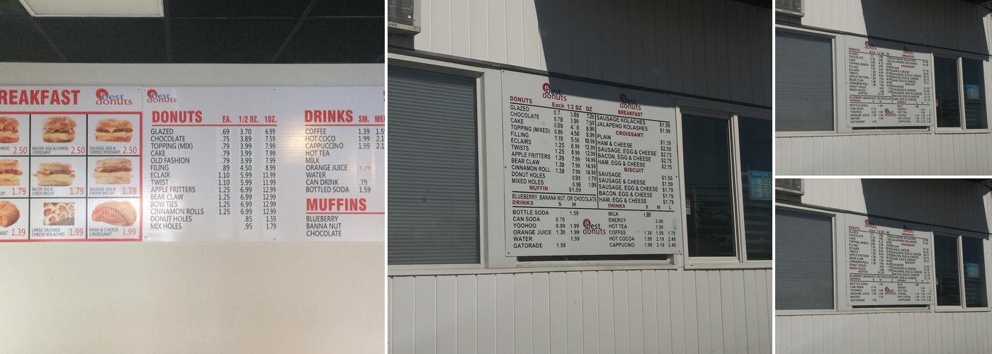 Best Donuts Menu