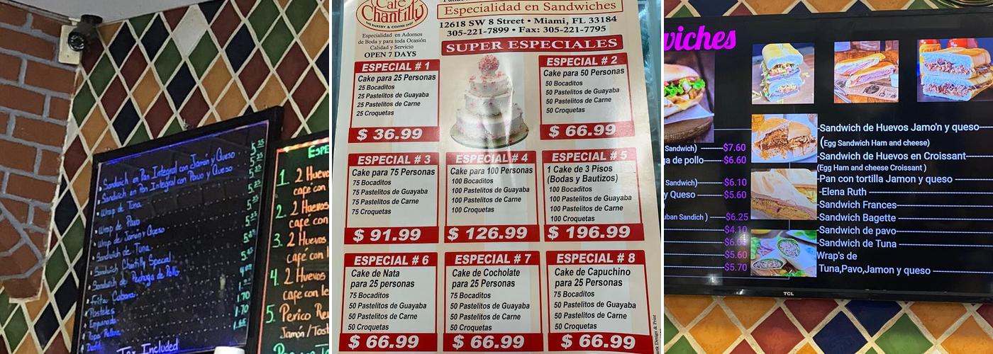 Chantilly Bakery Menu