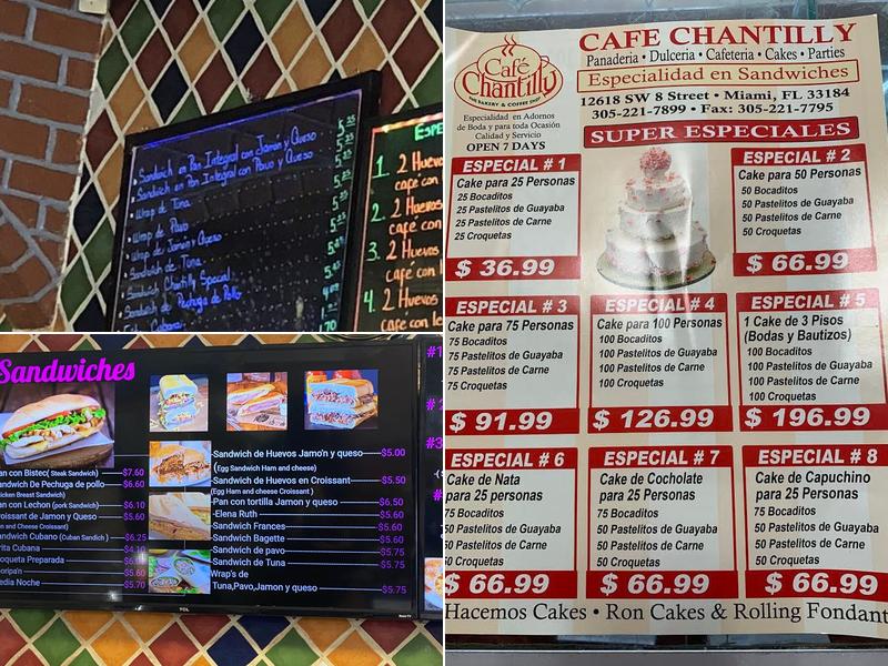 Chantilly Bakery Menu