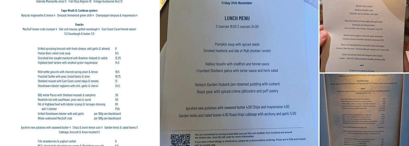 Fish Shop Restaurant Menu