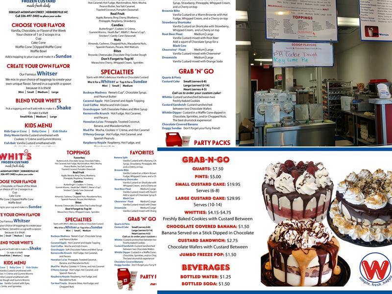 Whit's Frozen Custard Menu