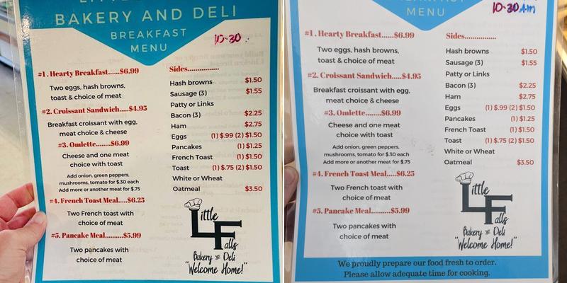 Little Falls Bakery and Deli Menu