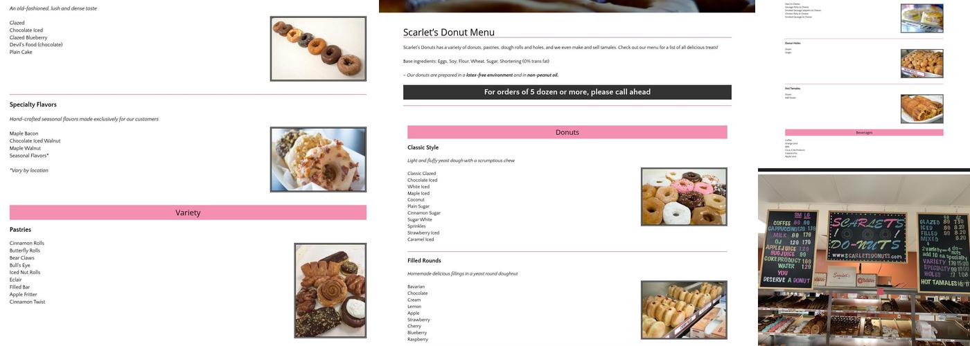 Scarlet's Donuts Menu