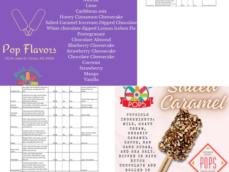 Brick Street Pops Menu