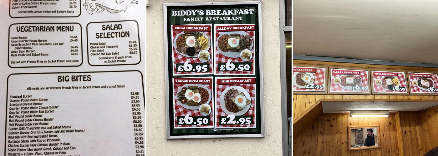 Biddys Burger Bar Menu