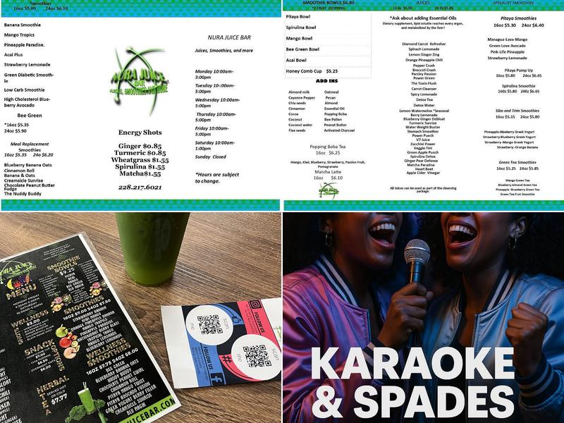 NURA JUICE BAR Menu