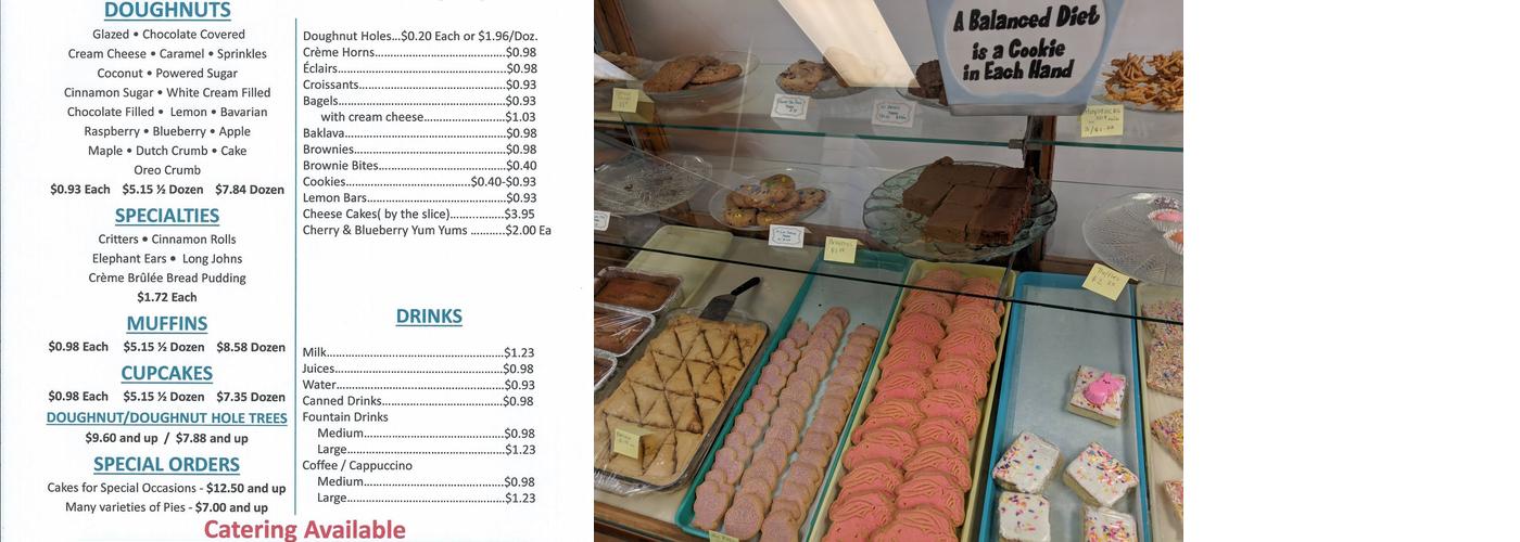 Sandra's Bakery Menu