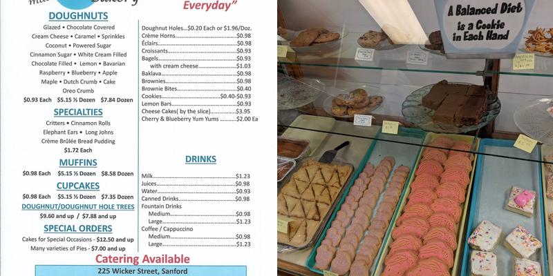 Sandra's Bakery Menu