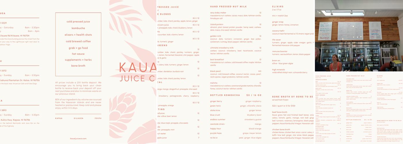 Kauai Juice Co Koloa Menu