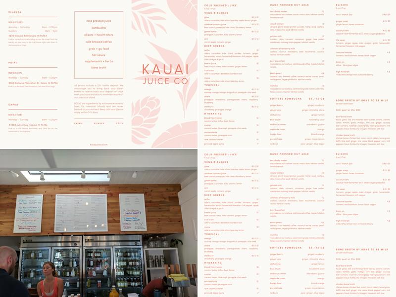 Kauai Juice Co Koloa Menu