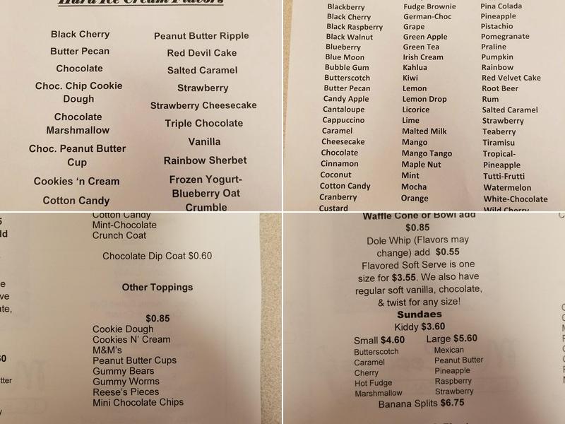 Mr. Coolee's Ice Cream Shop Menu