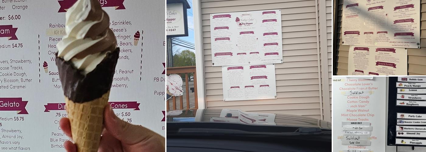 Kathy's Cakes and Big Dipper Ice Cream Menu