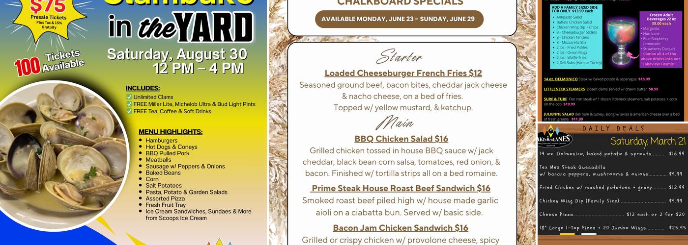 Lakeview Lanes Menu