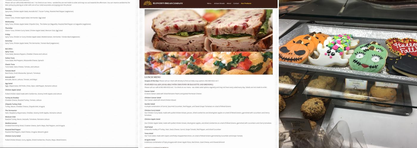 Klinger's Bread Co Menu