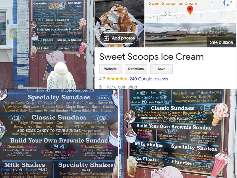 Sweet Scoops Ice Cream Menu