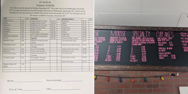 Dell Veneri Bakery Menu